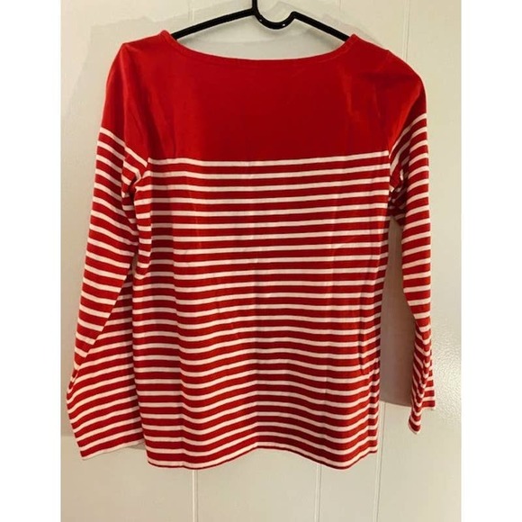 Talbots Long Sleeve Boatneck Red/White Striped Nautical Sweater Size P Medium - Picture 2 of 4